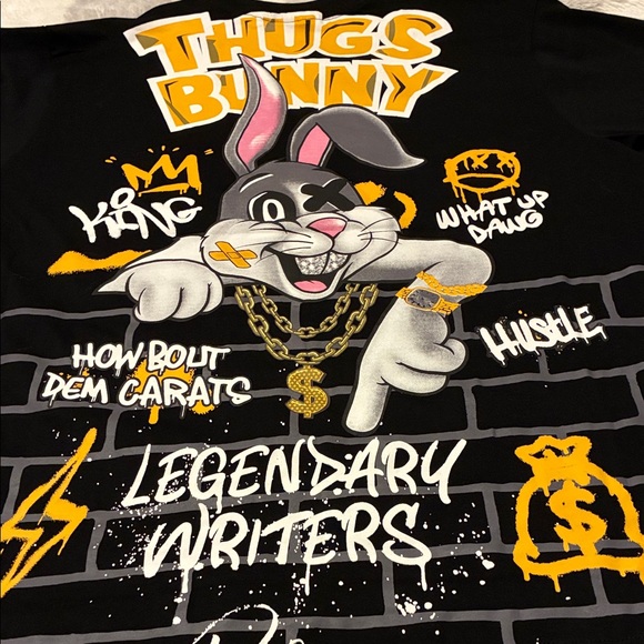 Men’s Black Thugs Bunny T-Shirt - Picture 1 of 6